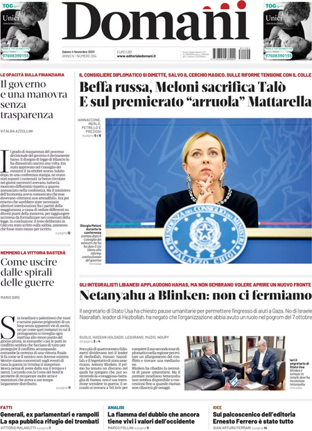 Le Prime Pagine Di Sabato 4 Novembre 2023 Il Post