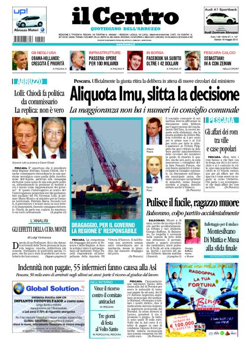 Le prime pagine di sabato 19 maggio 2012 - Il Post