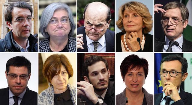 I membri della commissione che potrebbero essere sotituiti
In alto da SX: Alfredo D'Attorre, Rosy Bindi, Pierluigi Bersani, Barbara Pollastrini, Gianni Cuperlo.
In basso da SX: Marco Meloni, Roberta Agostini, Enzo Lattuca, Marilena Fabbri, Andrea Giorgis. Si tratta dei dieci deputati della minoranza Pd in Commissione Affari costituzionali che potrebbero essere sostituiti per la loro posizione sull'Italicum. ANSA