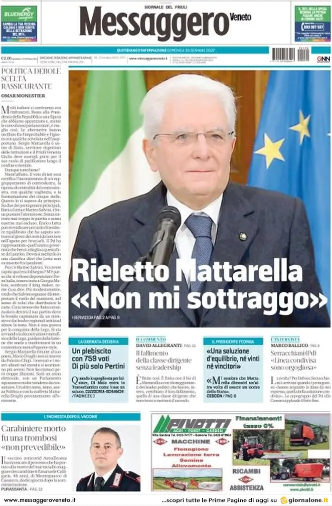 Le Prime Pagine Di Domenica Gennaio Il Post