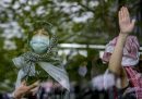 Studenti durante una protesta pro Palestina all'Università libera di Berlino, la più grande della capitale tedesca