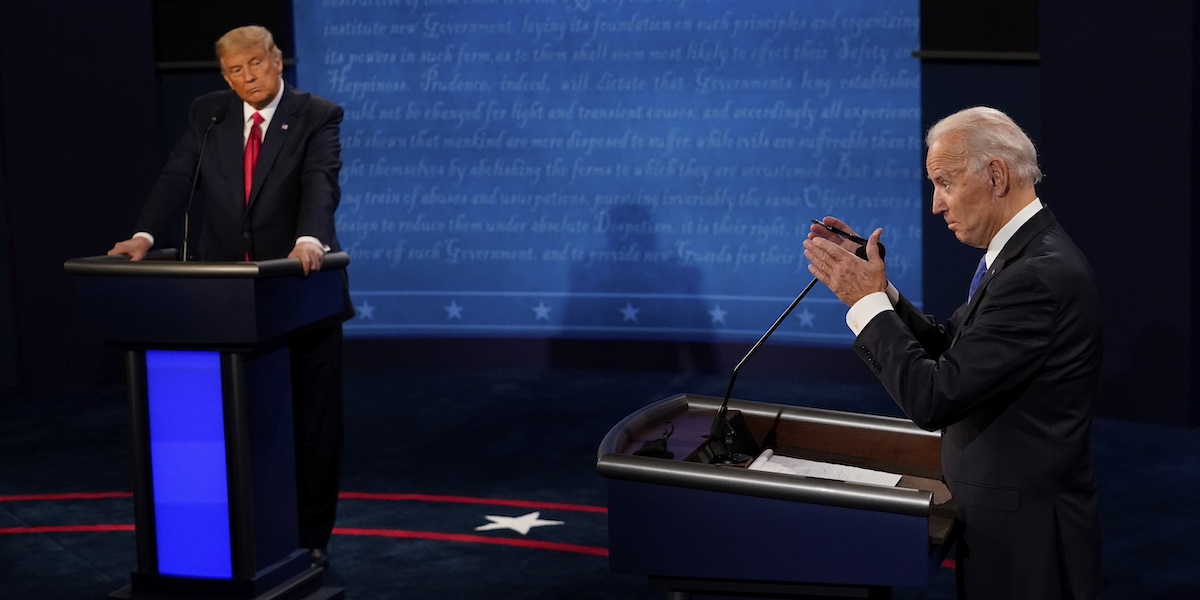 Un dibattito tra Donald Trump e Joe Biden durante la campagna elettorale per le elezioni presidenziali del 2020