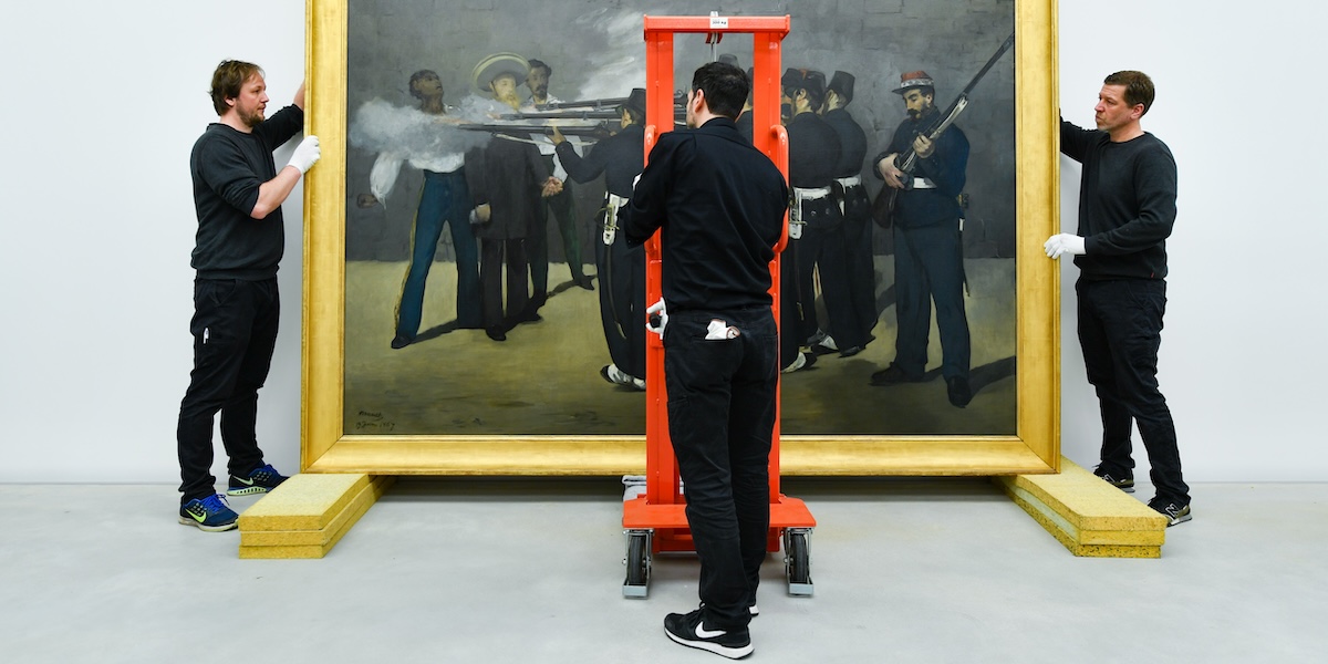 Il trasferimento di un dipinto di Édouard Manet in Germania nel 2018 (Uwe Anspach/dpa)
