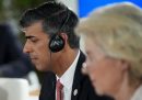 Il primo ministro britannico Rishi Sunak durante il primo incontro del G7 a Borgo Egnazia, 13 giugno