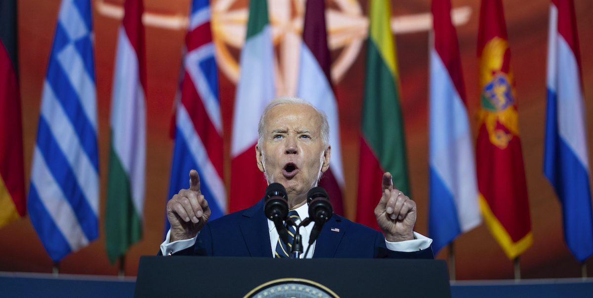 Joe Biden parla alla riunione annuale della NATO il 9 luglio