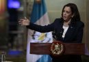 La conferenza di Kamala Harris durante un viaggio in Guatemala City. In quell'occasione disse: «Voglio essere chiara con le persone che stanno pensando di intraprendere quel pericoloso viaggio verso il confine tra Stati Uniti e Messico: non venite»