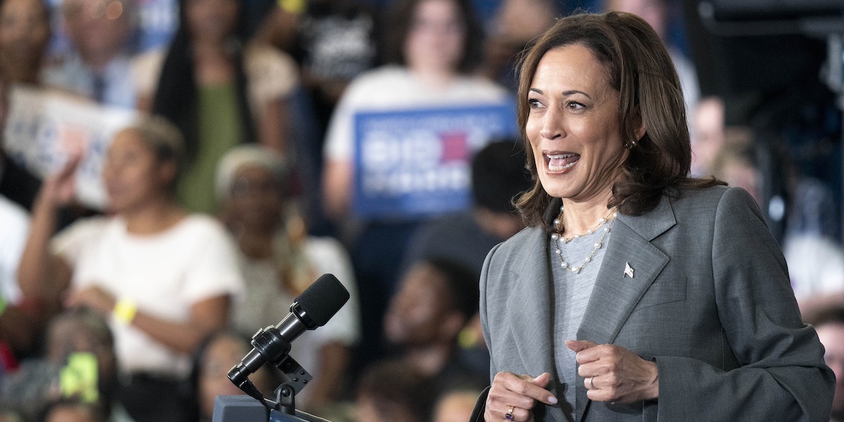 La vice presidente Kamala Harris durante un evento elettorale in North Carolina, lo scorso 11 luglio (Sean Rayford/Getty Images)