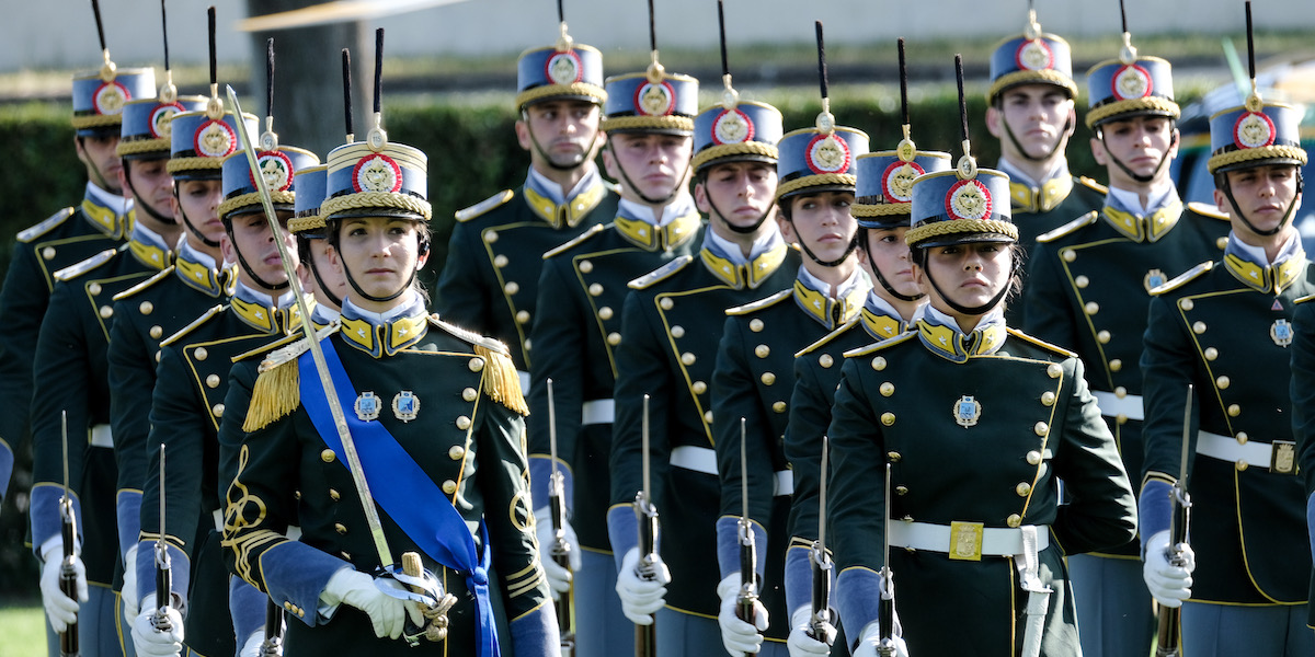 La cerimonia militare in occasione dei 250 anni dalla fondazione della Guardia di Finanza, a Roma, il 24 giugno 2024 (Mauro Scrobogna /LaPresse)