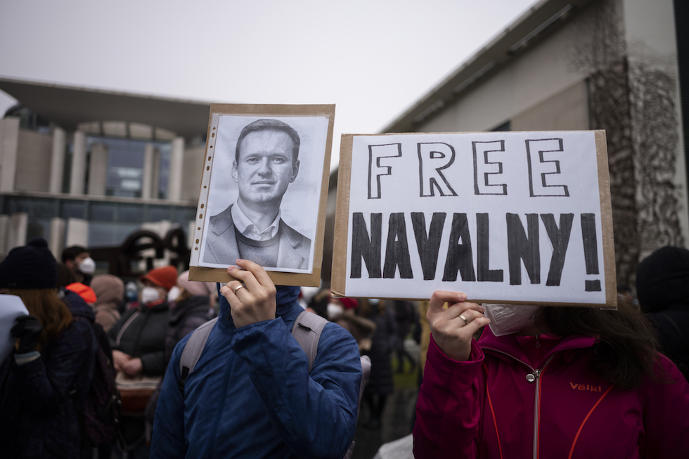 Proteste per la liberazione di Alexei Navalny in Germania, nel gennaio del 2023