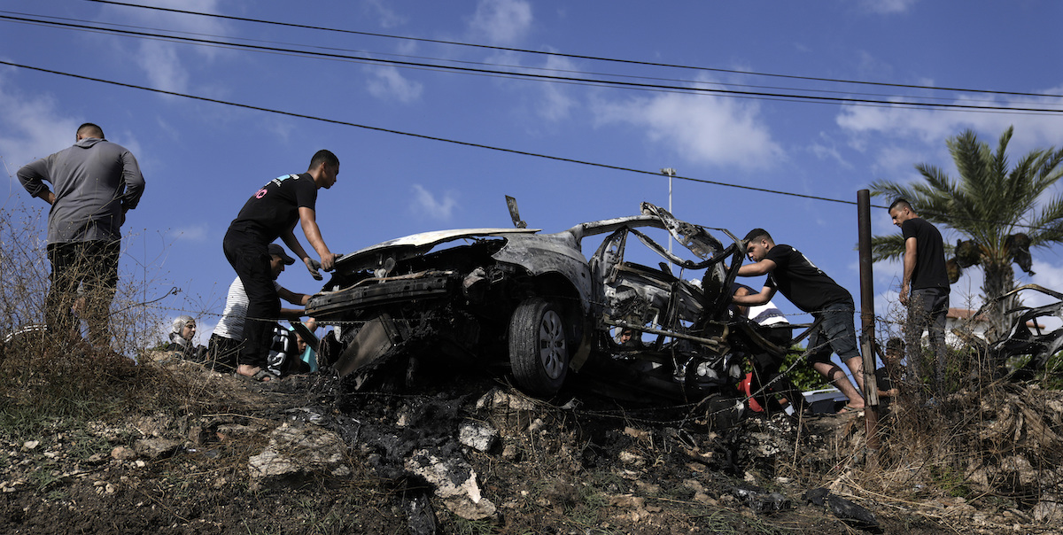 Il veicolo distrutto da un drone dell'esercito israeliano il 3 agosto