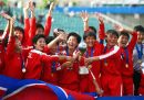 La nazionale under-17 festeggia la vittoria del Mondiale femminile, ad Auckland, Nuova Zelanda, il 16 novembre 2008