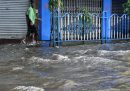 Una strada allagata dal monsone