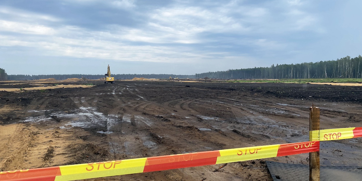 Il cantiere della base militare di Rudninkai in Lituania, 19 agosto 2024 (Alexander Welscher/dpa via ANSA)