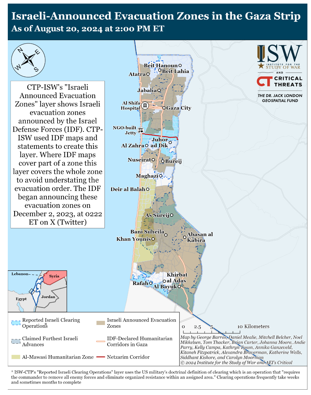 Una mappa realizzata dall'Institute for the study of war aggiornata al 20 agosto 2024