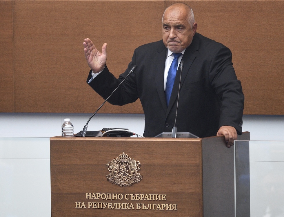 L'ex primo ministro Boyko Borissov interviene in parlamento, il 3 luglio 