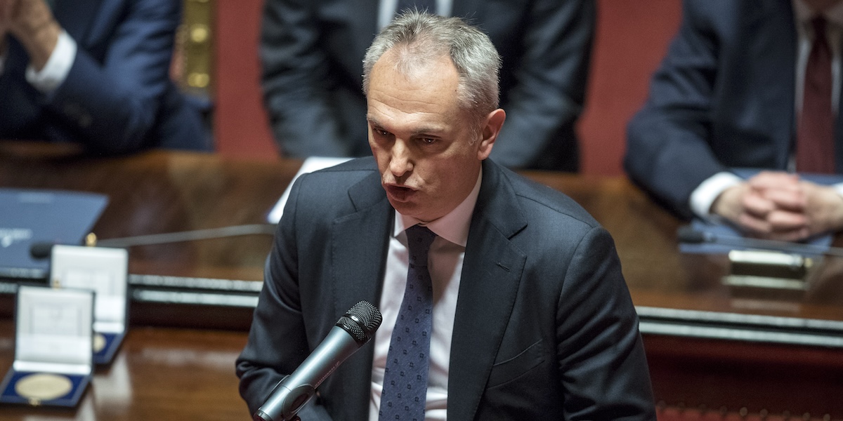 Luca Maestri riceve il Premio Guido Carli in Senato a Roma, il 10 maggio del 2019 (Roberto Monaldo/ LaPresse)