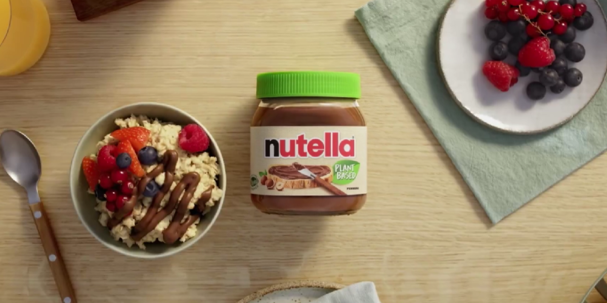 La confezione della Nutella Plant-Based, da un video promozionale (Ferrero)