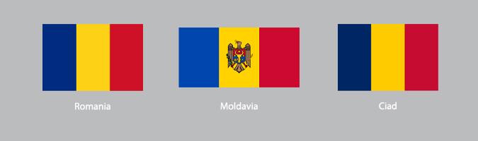 Le bandiere di Romania, Moldavia e Ciad