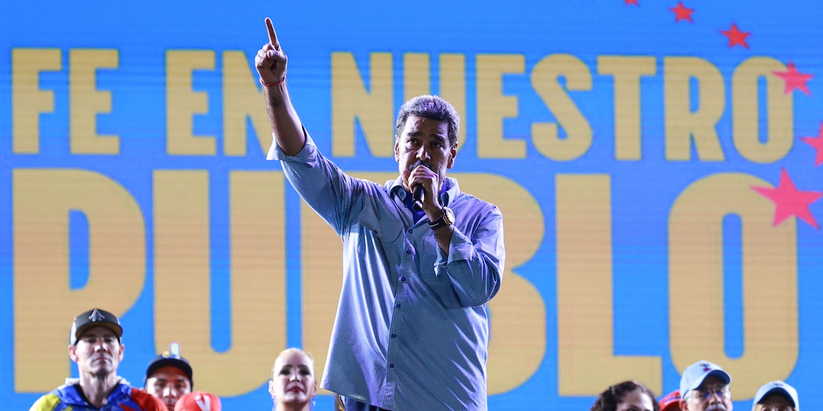 Nicolás Maduro durante l'evento di chiusura dell'ultima campagna elettorale a Caracas, 25 luglio 2024 (Jesus Vargas/Getty Images)