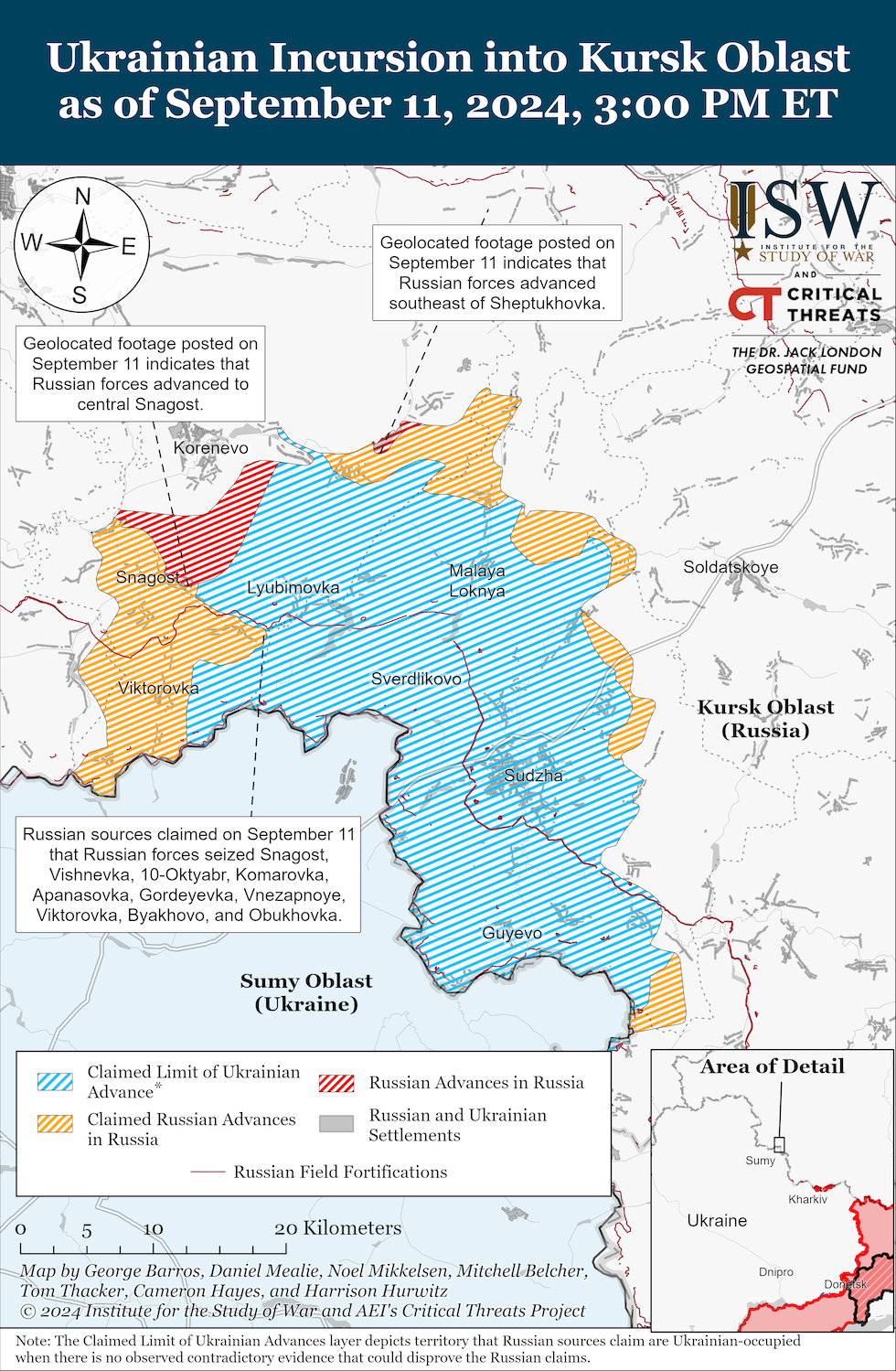 La mappa della controffensiva russa realizzata dall'Institute for the Study of War