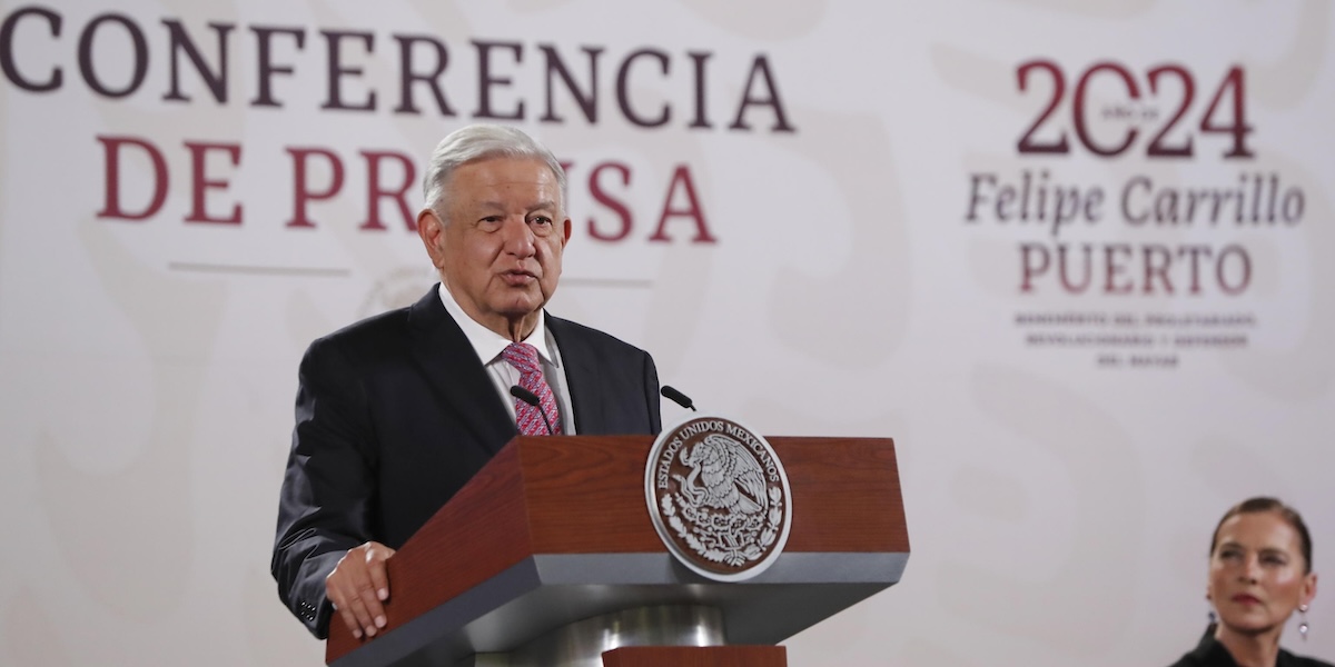 Andrés Manuel López Obrador durante una conferenza stampa nel palazzo presidenziale, l'11 settembre