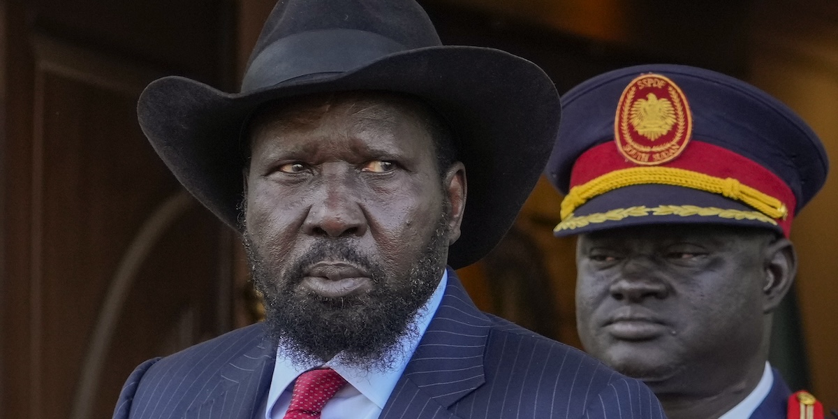 Il presidente Salva Kiir nel febbraio del 2023 (AP Photo/Gregorio Borgia)