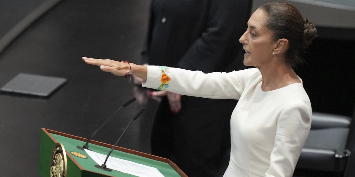 Claudia Sheinbaum durante il giuramento da presidente del Messico