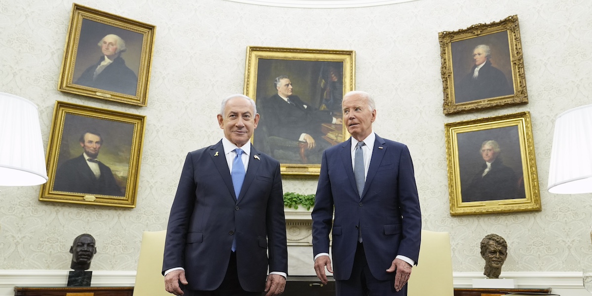 Joe Biden e Benjamin Netanyahu alla Casa Bianca lo scorso 25 luglio (AP Photo/Susan Walsh) 