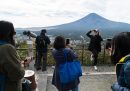 Vista del Monte Fuji senza neve