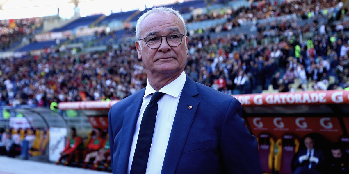 Claudio Ranieri nel 2019, quando allenò per la seconda volta la Roma (Paolo Bruno/Getty Images)