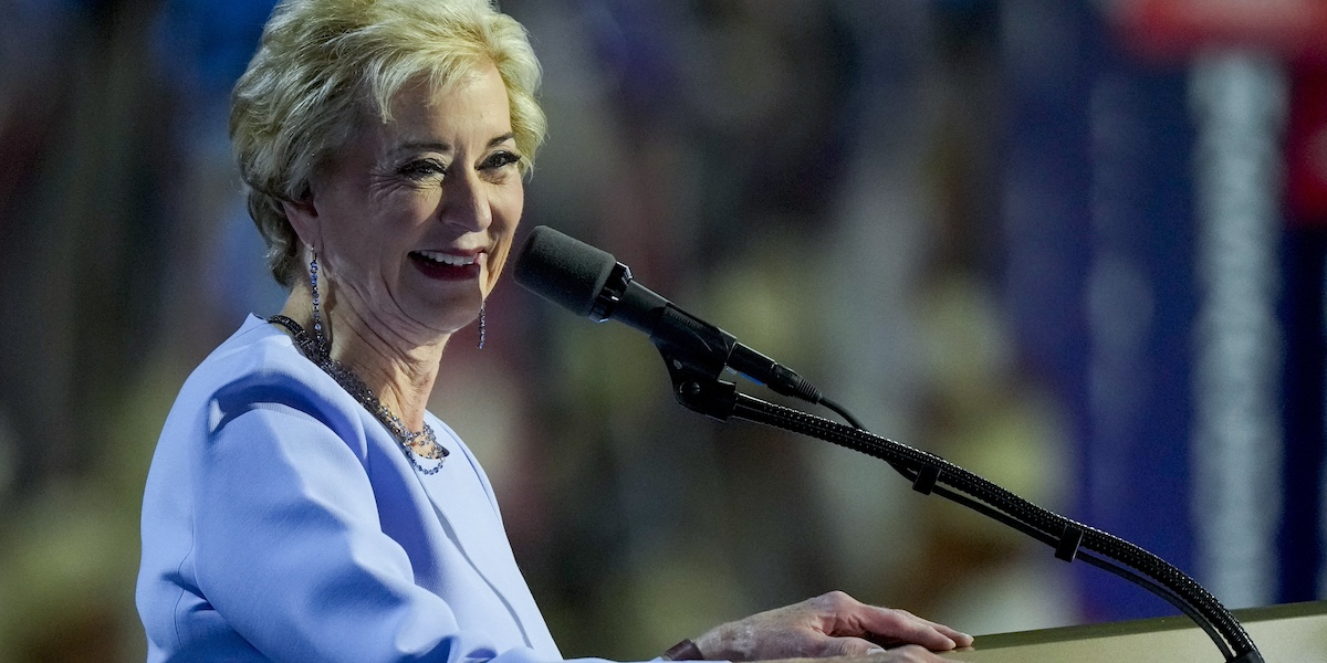 Linda McMahon alla convention Repubblicana di Milwaukee, lo scorso luglio (AP Photo/Matt Rourke)