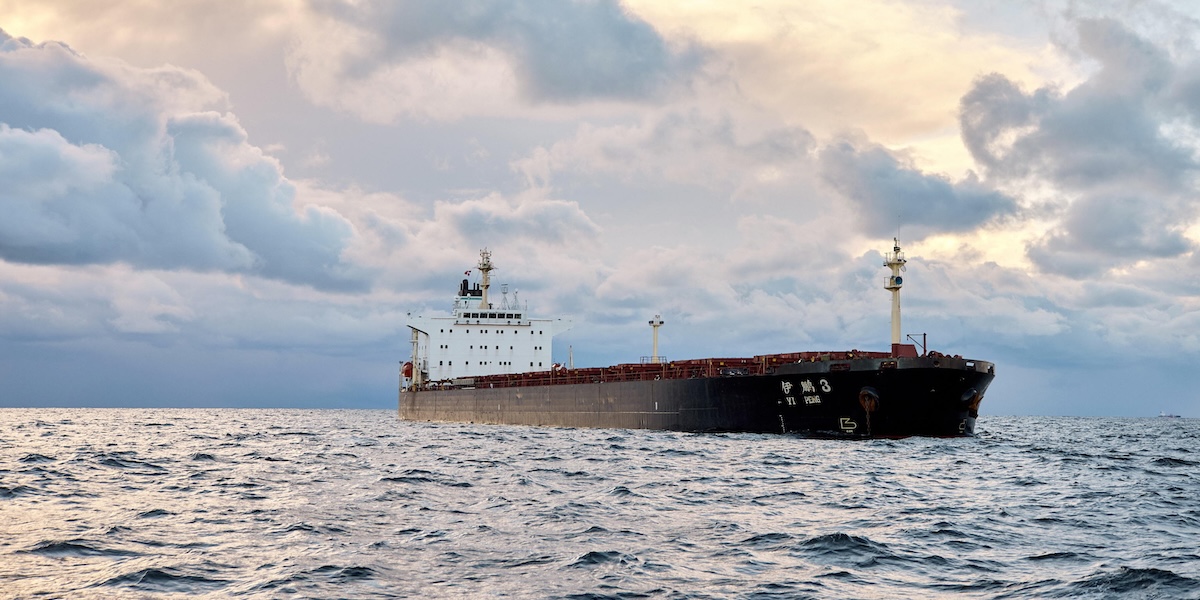 La nave Yi Peng 3 ancorata nello stretto del Kattegat, al largo delle coste della Danimarca